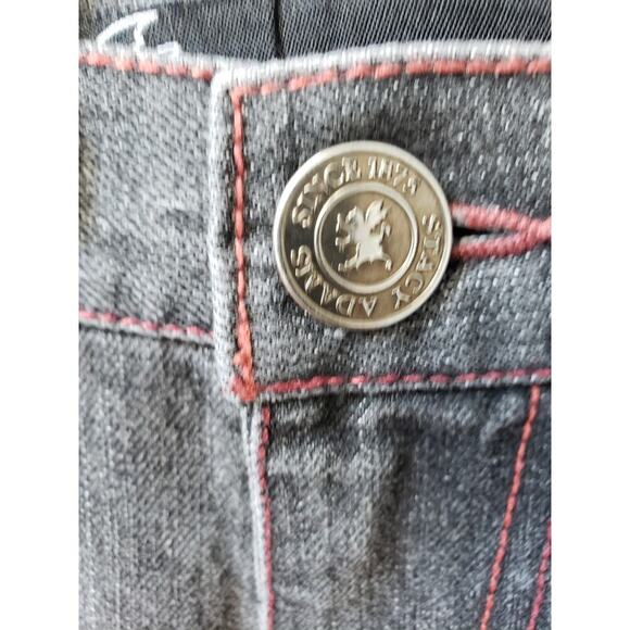 Stacy Adams Jeans Men's 38 Black Denim Embroidered Pockets Slim Fit Straight Leg - Picture 12 of 15